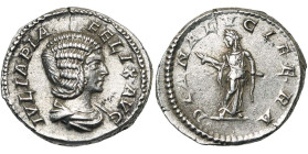 JULIA DOMNA, femme de Septime Sévère, AR denier, 211-217, Rome. D/ IVLIA PIA- FELIX AVG B. dr. à d. R/ DIANA LVCIFERA Diane deb. à g., ten. des deux m...