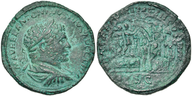CARACALLA Auguste (198-217), AE sesterce, 214, Rome. D/ M AVREL ANTONINVS PIVS A...