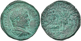 CARACALLA Auguste (198-217), AE sesterce, 214, Rome. D/ M AVREL ANTONINVS PIVS AVG GERM B. l., dr., cuir. à d. R/ P M TR P XVII IMP III COS IIII P P/ ...