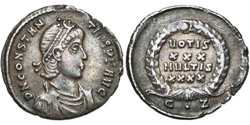 CONSTANCE II Auguste (337-361), AR silique, 351-355, Constantinople. D/ DN CONST...