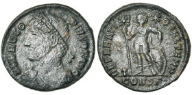 PROCOPE (365-366), AE follis, Constantinople. D/ DN PROCO-PIVS PF AVG B. diad., dr., cuir. à g. R/ REPARATI-O FEL TEMP/ CONSΓ L'empereur deb. de f., t...