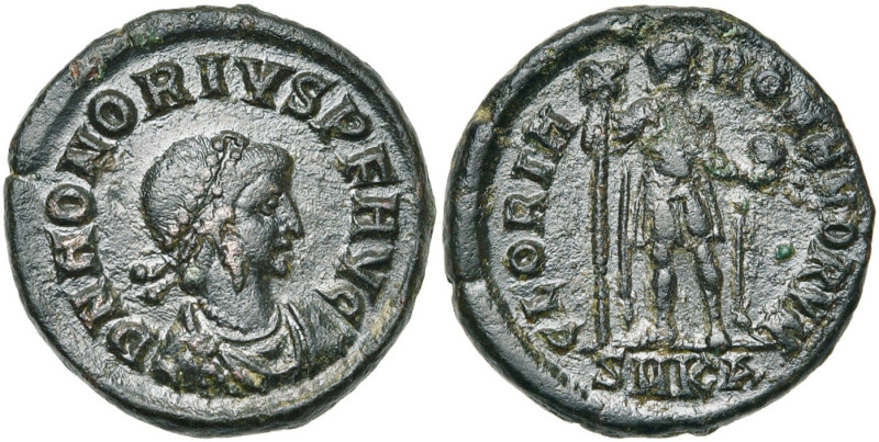 HONORIUS (393-423), AE 2, 393-395, Cyzique. D/ DN HONORIVS PF AVG B. diad., dr.,...