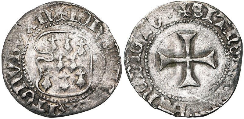 FRANCE, BRETAGNE, Duché, Jean V (1399-1442), AR blanc à la targe, 1436-1442, Nan...