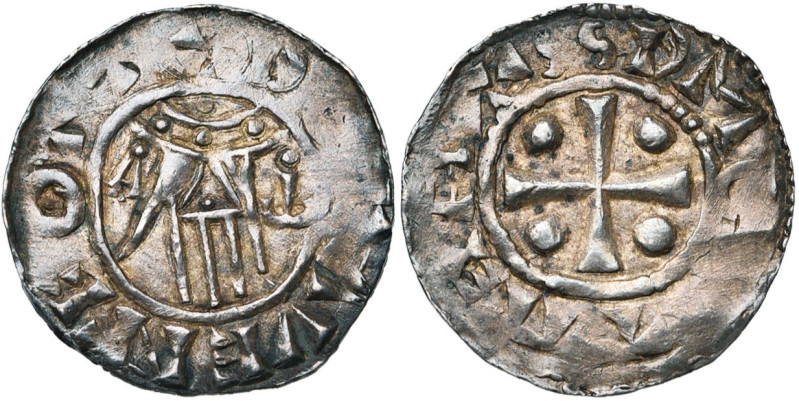 NEDERLAND, HAMALAND, Gravin Adela (967-1016), AR denarius. Vz/ Hand met gespreid...