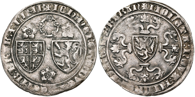 BRABANT, Duché, Jeanne, veuve (1383-1406), AR double gros rozebeker, 1392-1393, ...