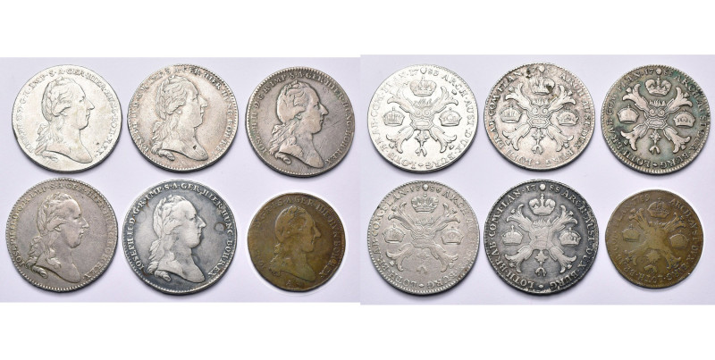 BRABANT, Duché, Joseph II (1780-1790), lot de 6 p.: couronne, 1783, 1784, 1785, ...