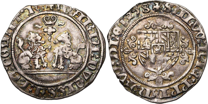 VLAANDEREN, Graafschap, Maria van Bourgondië (1477-1482), AR dubbel vuurijzer, 1...