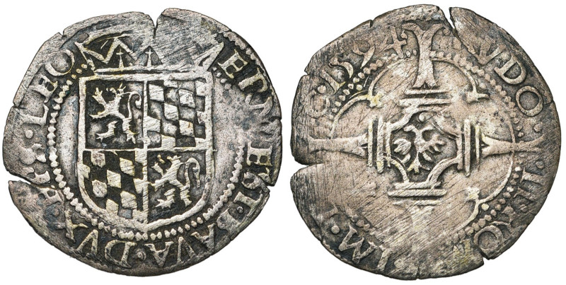 LIEGE, Principauté, Ernest de Bavière (1581-1612), AR patard, 1594, Liège. Au ti...