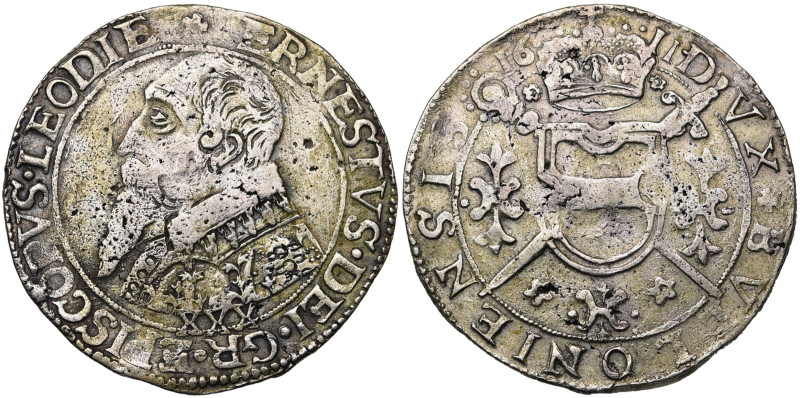 LIEGE, Principauté, Ernest de Bavière (1581-1612), AR double teston de 30 patard...