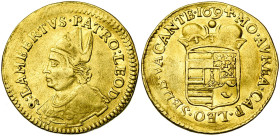LIEGE, Principauté, Siège vacant (1694), AV double ducat au saint Lambert, 1694, Liège. D/ B. mitré du saint à g. R/ Ecu couronné, écartelé aux armes ...