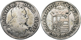LIEGE, Principauté, Joseph Clément de Bavière (1694-1723), AR patagon, 1694, Liège. Tranche cordonnée. D/ B. à d., vêtu du manteau d'électeur, coiffé ...