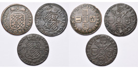 LIEGE, Principauté, Joseph Clément de Bavière (1694-1723), lot de 3 liards: s.d., 1723 (surfrappé sur un liard namurois, rare), 1723 (flan neuf). Ches...