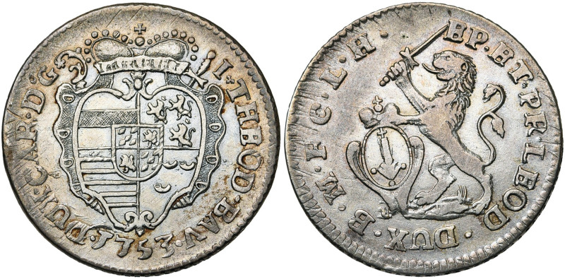 LIEGE, Principauté, Jean Théodore de Bavière (1744-1763), AR double escalin, 175...