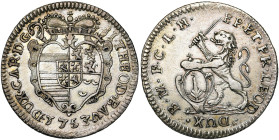 LIEGE, Principauté, Jean Théodore de Bavière (1744-1763), AR double escalin, 1753, Liège. Avec les armes de Bavière-Palatinat interverties. D/ Ecu cou...