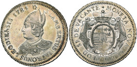 LIEGE, Principauté, Siège vacant (1784), AR écu (patagon) au saint Lambert, 1784, Liège. 150 p. frappées. D/ B. mitré du saint à g. R/ Cartouche couro...
