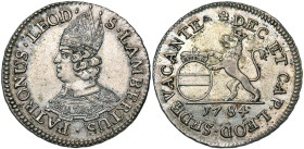 LIEGE, Principauté, Siège vacant (1784), AR escalin, 1784, Liège. D/ B. mitré du saint à g. R/ Lion deb. à g., soutenant l'écu de Bouillon. Chestret 7...