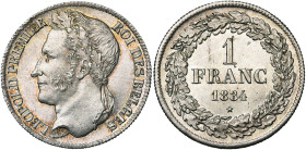BELGIQUE, Royaume, Léopold Ier (1831-1865), AR 1 franc, 1834. Dupriez 92.

presque Fleur de Coin