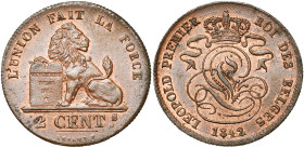 BELGIQUE, Royaume, Léopold Ier (1831-1865), Cu 2 centimes, 1842. Dupriez 198. Petites taches.

Fleur de Coin