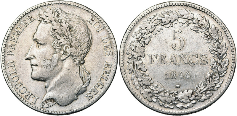 BELGIQUE, Royaume, Léopold Ier (1831-1865), AR 5 francs, 1844. Pos. B. Bogaert 2...