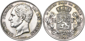 BELGIQUE, Royaume, Léopold Ier (1831-1865), AR 2 1/2 francs, 1849. Grande tête. Dupriez 413. Nettoyé.

Très Beau à Superbe