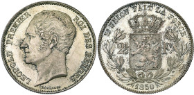 BELGIQUE, Royaume, Léopold Ier (1831-1865), AR 2 1/2 francs, 1850. Grande tête. Dupriez 463. Très rare dans cette qualité.

Fleur de Coin
