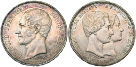 BELGIQUE, Royaume, Léopold Ier (1831-1865), AR module de 5 francs, 1853. Mariage du duc de Brabant. Dupriez 540. Avec point dans la date. Fines stries...