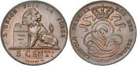 BELGIQUE, Royaume, Léopold Ier (1831-1865), Cu 5 centimes, 1853. Dupriez 559.

Superbe à Fleur de Coin