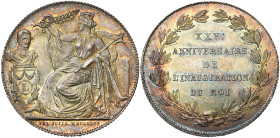 BELGIQUE, Royaume, Léopold Ier (1831-1865), AR module de 2 francs, 1856 FR. 25e anniversaire de l'inauguration du roi. Dupriez 576. Frappe originale, ...