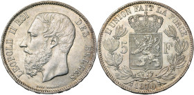 BELGIQUE, Royaume, Léopold II (1865-1909), AR 5 francs, 1870. Dupriez 1118.

Superbe à Fleur de Coin