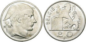 BELGIQUE, Royaume, Baudouin (1951-1993), AR 20 frank, 1955 NL. Bogaert 3003. Rare.

Superbe à Fleur de Coin
