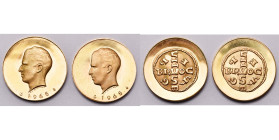 BELGIQUE, Royaume, Baudouin (1951-1993), lot de 2 médailles en or, 1965. Millénaire de l'atelier de Bruxelles (10 g, titre 0,900).

Flan poli
