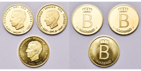 BELGIQUE, Royaume, Baudouin (1951-1993), lot de 3 modules de 20 francs en or, 1976, 25e anniversaire du règne, légendes française, néerlandaise et lat...