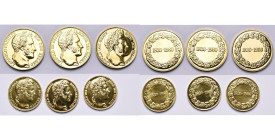 BELGIQUE, Royaume, Baudouin (1951-1993), série de 6 modules de 20 francs (3) et 40 francs (3) en or, au type de Léopold Ier lauré, à légende française...