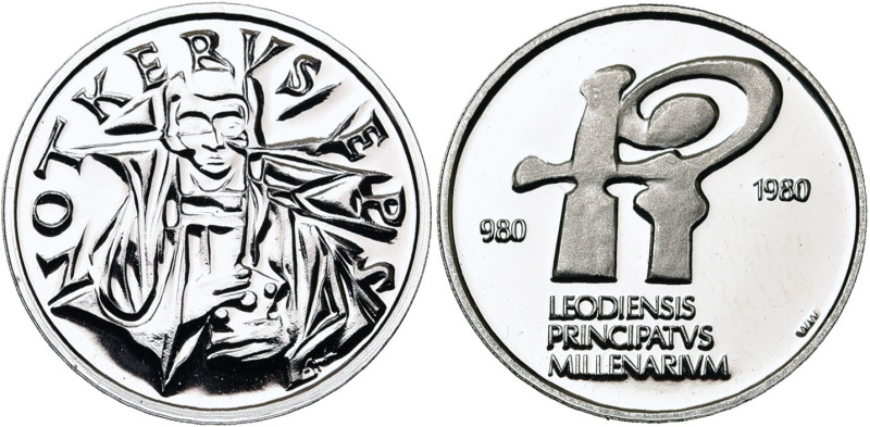 BELGIQUE, Royaume, Baudouin (1951-1993), module de 20 francs, 1980. Platine. Mil...
