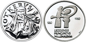 BELGIQUE, Royaume, Baudouin (1951-1993), module de 20 francs, 1980. Platine. Millénaire de la principauté de Liège. 8,00 g.

Flan poli