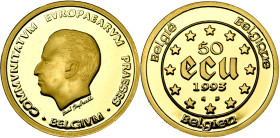 BELGIQUE, Royaume, Baudouin (1951-1993), AV 50 ecu, 1993. Présidence belge de la Communauté Européenne. Fr. 435.

Flan poli