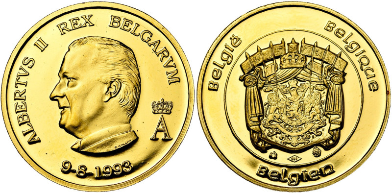 BELGIQUE, Royaume, Albert II (1993-2013), AV médaille en or, 1993. Couronnement ...