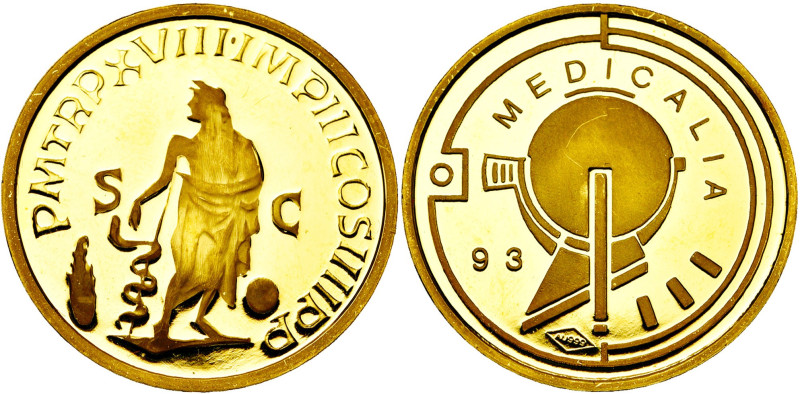 BELGIQUE, Royaume, Albert II (1993-2013), médaille en or, 1993. Medicalia. 15,56...