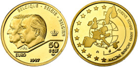 BELGIQUE, Royaume, Albert II (1993-2013), AV 50 ecu, 1997. 40e anniversaire du Traité de Rome. Fr. 438. Ecrin et certificat.

Flan poli