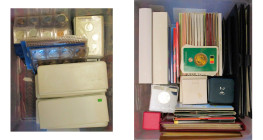 BELGIQUE, lot de nombreux sets et écrins, dont: Baudouin, 500 francs 1980 (9); 250 francs 1976 (8, FR et NL); set FDC 1970-1981 (75); Albert II, 5 ecu...