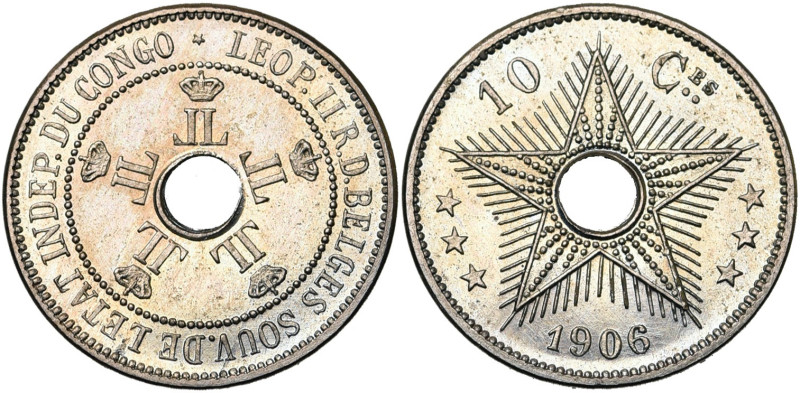 CONGO, Etat Indépendant, Léopold II (1885-1908), Cupro-nickel 10 centimes, 1906....
