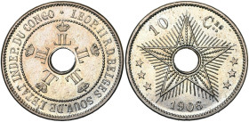 CONGO, Etat Indépendant, Léopold II (1885-1908), Cupro-nickel 10 centimes, 1906. Dupriez 128.

Fleur de Coin