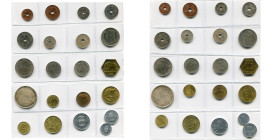 CONGO BELGE, lot de 21 p.: 1 centime, 2 centimes, 5 centimes, 10 centimes et 20 centimes 1910; 5 centimes 1917, 10 centimes 1919, 1 franc 1929 NL et 1...