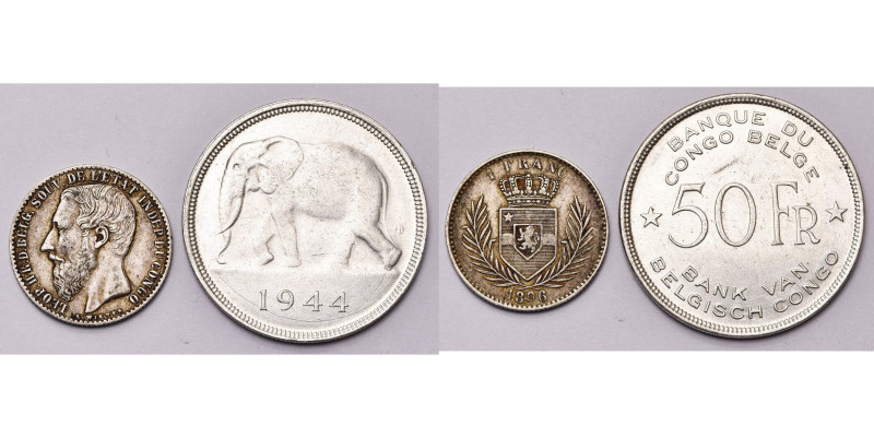 CONGO, lot de 2 p.: Etat Indépendant, Léopold II, 1 franc, 1896 (Beau à Très Bea...