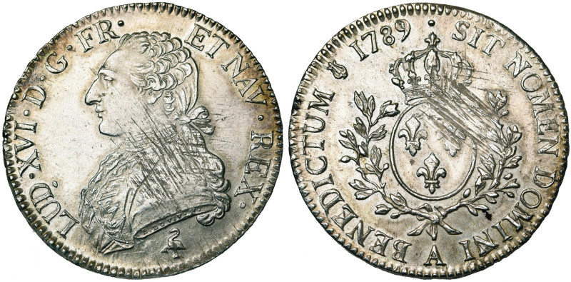 FRANCE, Royaume, Louis XVI (1774-1793), AR écu aux rameaux d'olivier, 1789 A, Pa...