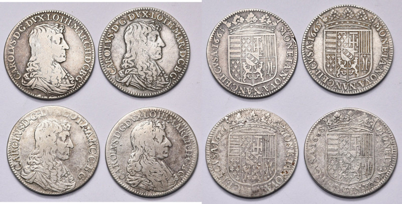 FRANCE, LORRAINE, Duché, Charles IV, restauré (1661-1670), lot de 4 testons: 166...