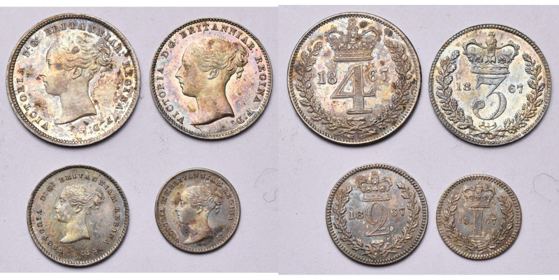 GRANDE-BRETAGNE, Victoria (1837-1901), AR maundy set (4 p.: 1, 2, 3 et 4 pence),...