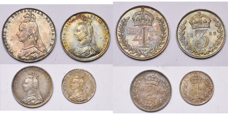 GRANDE-BRETAGNE, Victoria (1837-1901), maundy set (4 p.: 1, 2, 3 et 4 pence), 18...