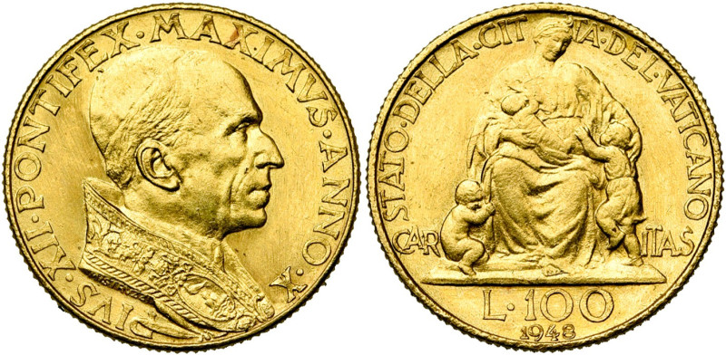 ITALIE, VATICAN, Pie XII (1939-1958), (Eugenio Pacelli), AV 100 lire, 1948, an 1...