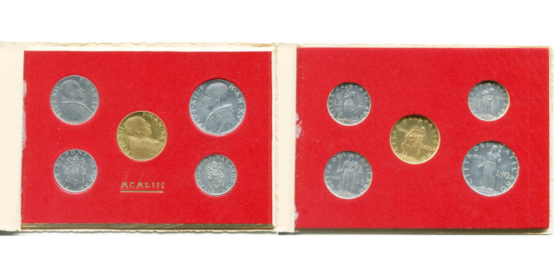 ITALIE, VATICAN, Pie XII (1939-1958), série de 5 p.: 100 lire (AV), 10 lire, 5 l...